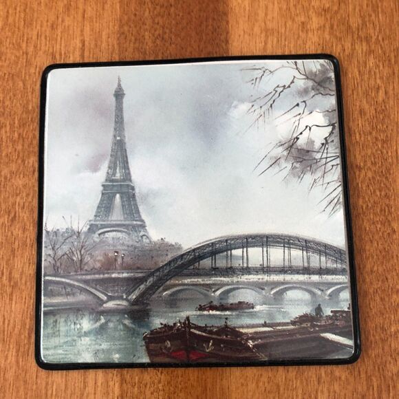 VINTAGE Paris France Coaster Set of 5 Eiffel Tower Moulin Rouge Seine French - Picture 5 of 7